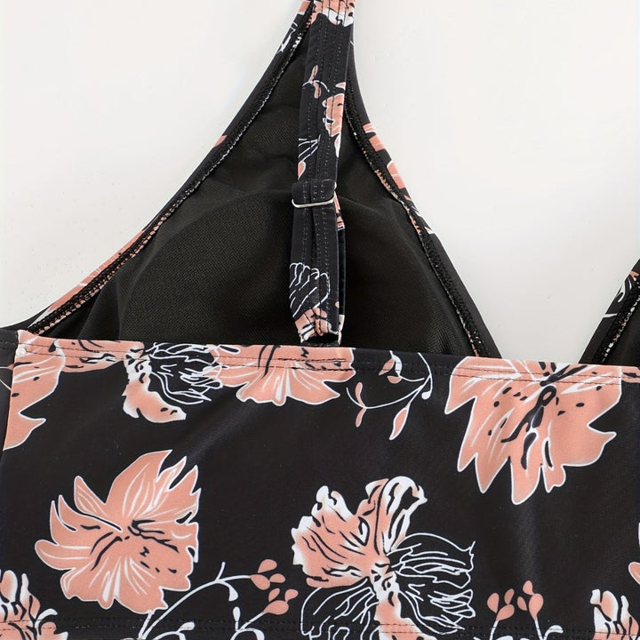 Damen Hochgeschnittener Bikini mit floralen Akzenten und raffinierten Details Drune