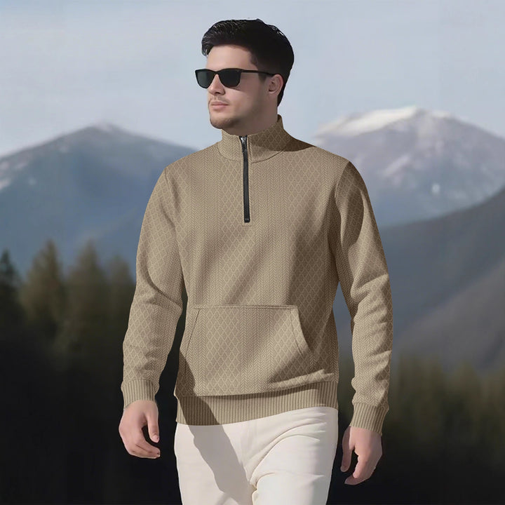Herren Sweatpullover mit Stehkragen und praktischen Taschen Drune