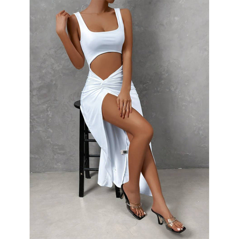 Damen Cut-Out Maxikleid mit seitlichem Schlitz und hochwertigem Material Drune