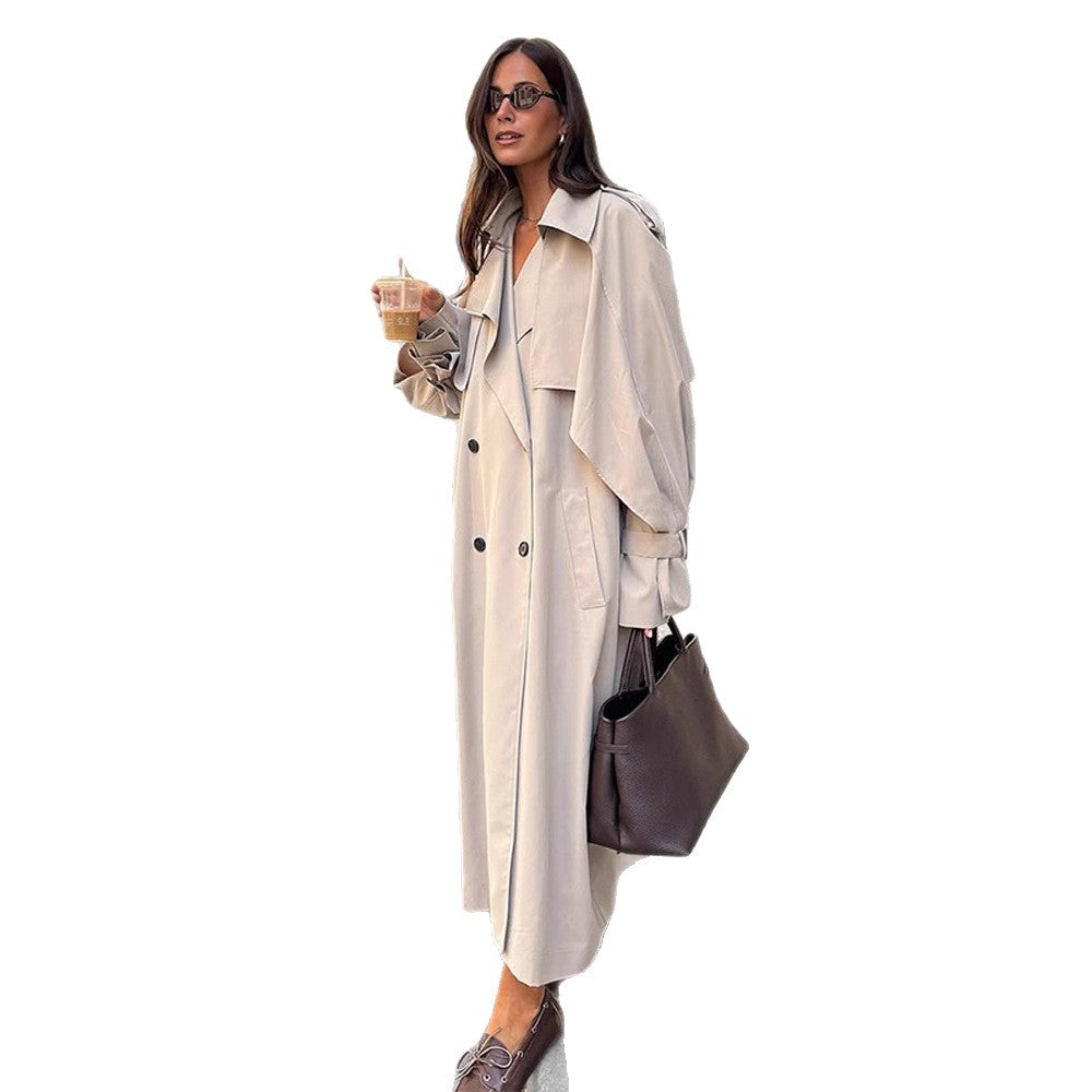 Damen eleganter Trenchcoat mit minimalistischem Design und praktischen Taschen Drune