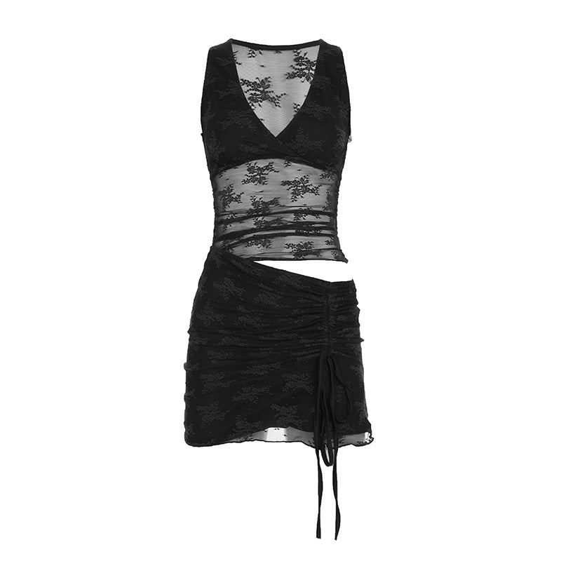 Damen Spitzen-Maxikleid mit zarten Trägern und romantischem Schnitt Drune
