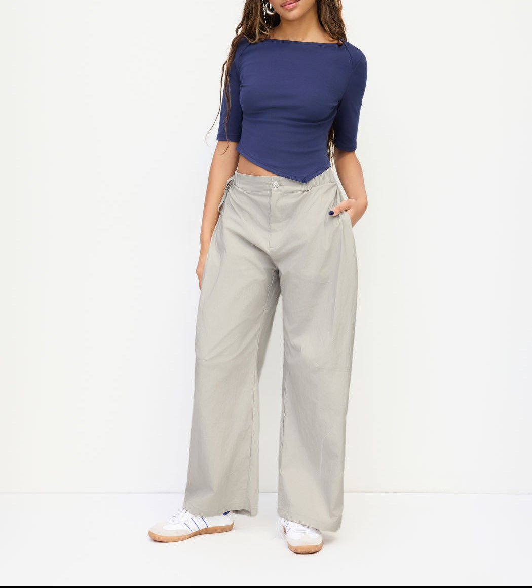Damen lässige Culotte-Hose mit elastischem Bund und praktischen Seitentaschen Drune