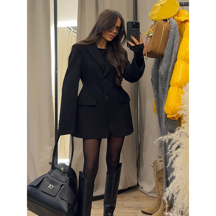 Damen elegante Blazerjacke im Oversized-Schnitt mit schickem Revers Drune