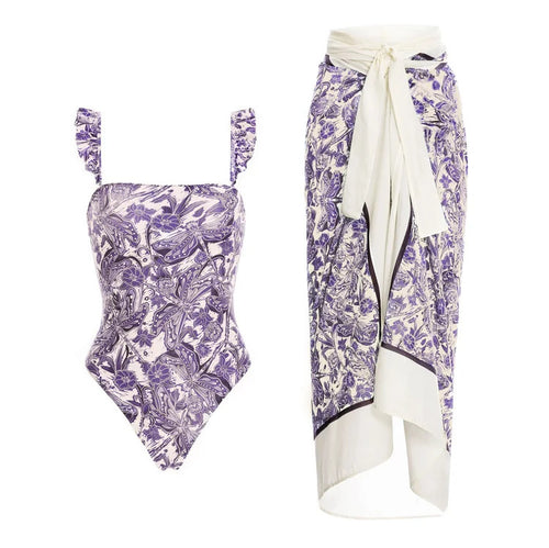 Damen Bikiniset mit schickem Wickelrock und verspieltem Rüschendesign Drune