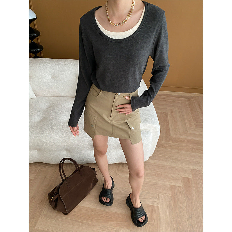 Damen Langarmshirt mit weitem Halsausschnitt Drune