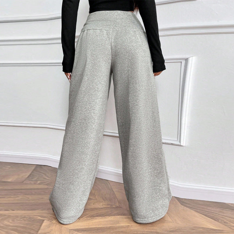 Damen bequeme und weit geschnittene Freizeithose mit elastischem Bund Drune