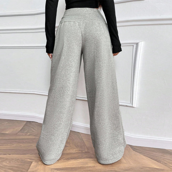 Damen bequeme und weit geschnittene Freizeithose mit elastischem Bund Drune