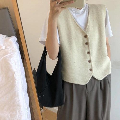 Damen Strickweste mit eleganter Knopfleiste und feinem Material Drune