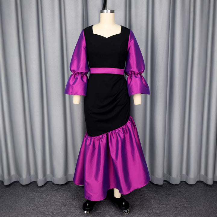 Damen Abendkleid mit voluminösen Ärmeln und elegantem Saum Drune