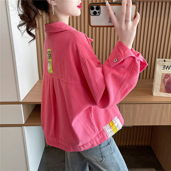 Damen modische Oversized-Jacke mit Druckknöpfen Drune