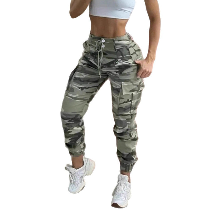 Damen Freizeithose mit Cargo-Taschen und elastischem Bund Drune