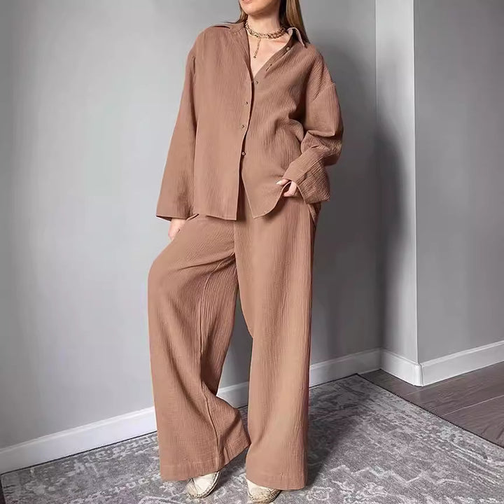Damen Relaxed Fit Strukturierter Koordinierter Satz Drune