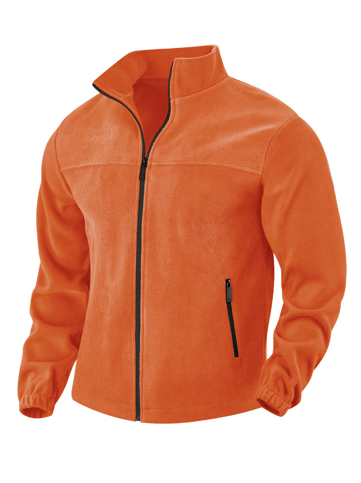 Herren nan warme Fleecejacke mit Reißverschluss, Stehkragen und Reißverschlusstaschen Drune