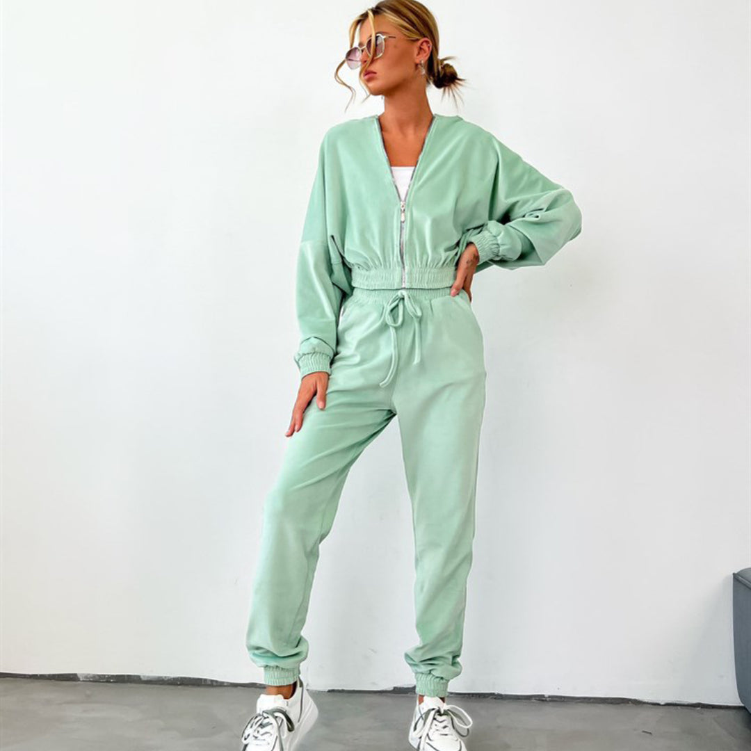 Damen Sportliches Fleece-Kapuzen-Lounge-Set Drune