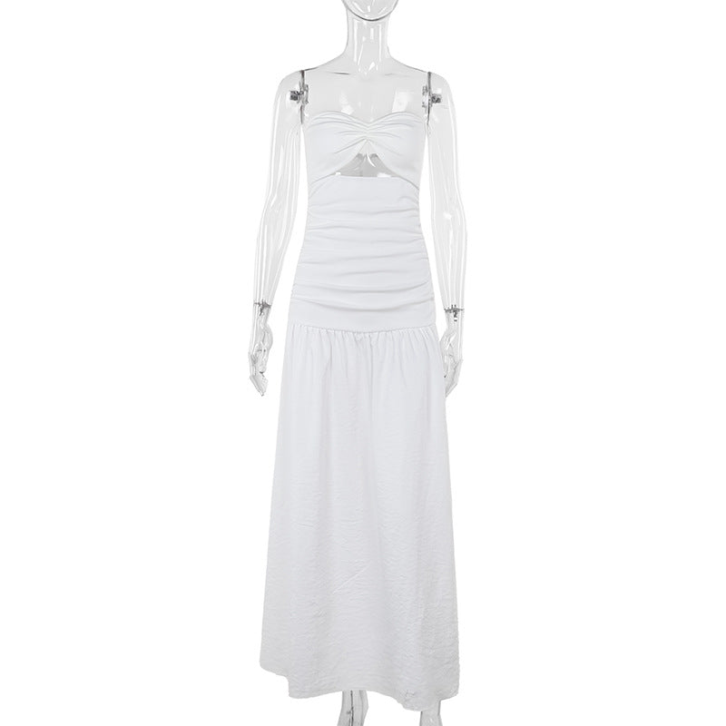Damen Maxikleid mit gerafftem Oberteil und verspieltem Rock Drune