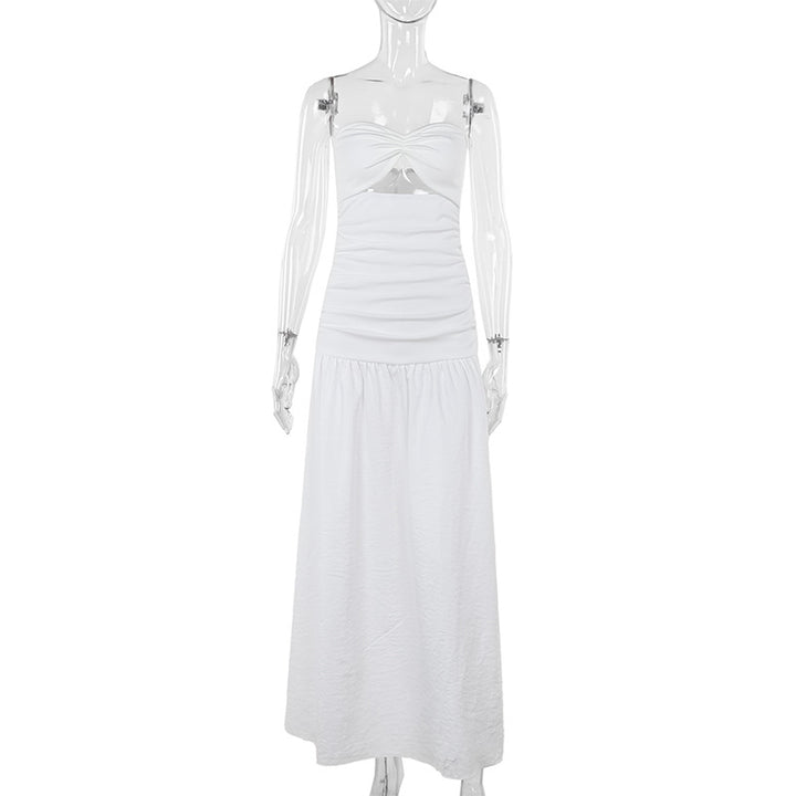 Damen Maxikleid mit gerafftem Oberteil und verspieltem Rock Drune