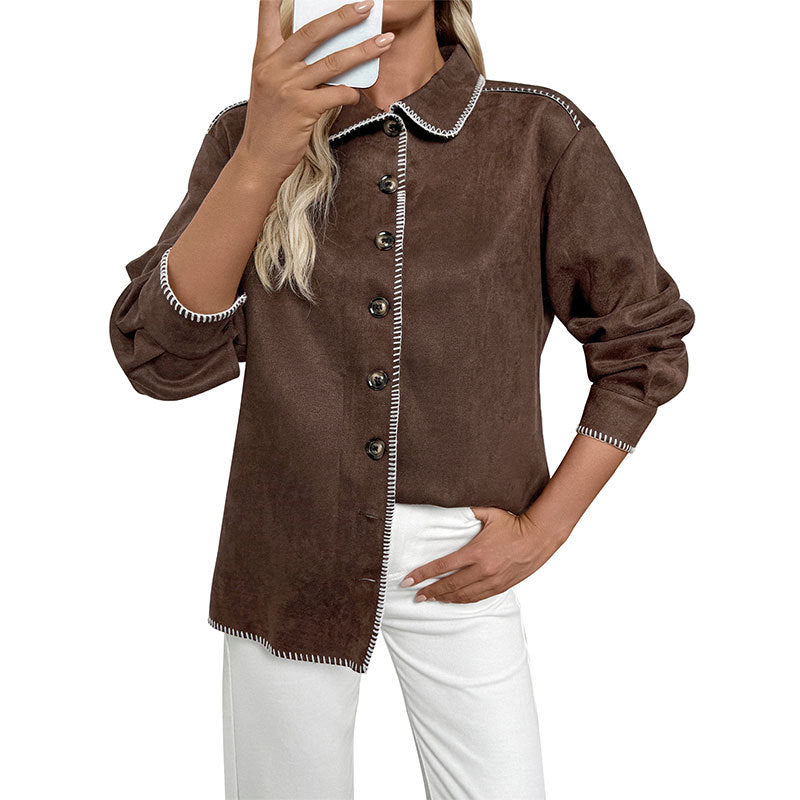 Damen lässige Jacke mit kontrastierendem Näht Drune