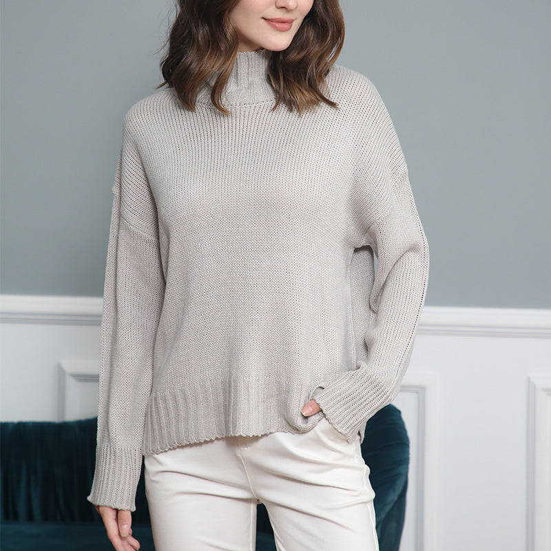 Damen hochgeschlossener Strickpullover mit strukturiertem Design Drune