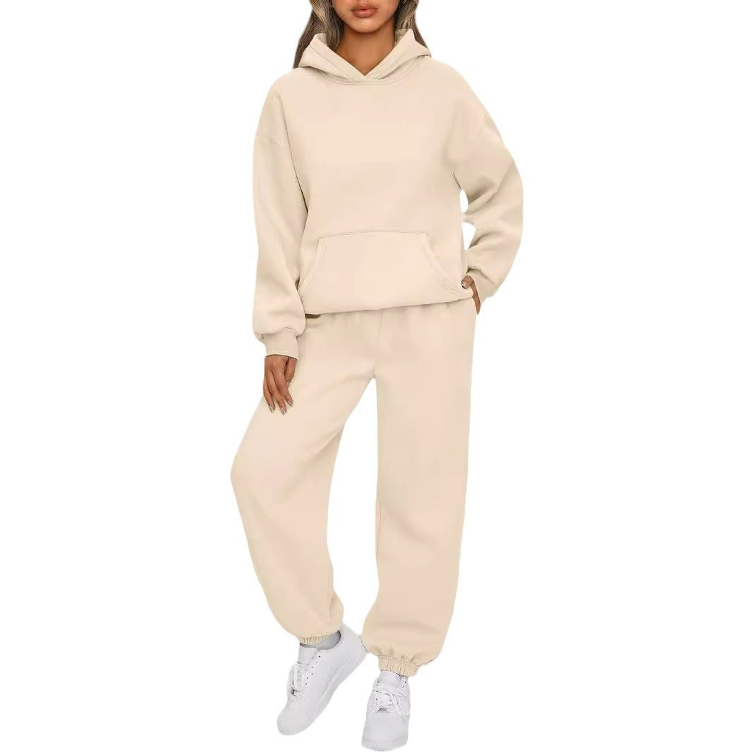 Damen nan Oversized Hoodie- und Jogginghose-Set aus weicher Baumwollmischung Drune