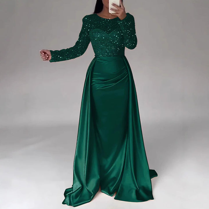 Damen Elegantes Abendkleid mit glitzerndem Oberteil und fließendem Rock Drune