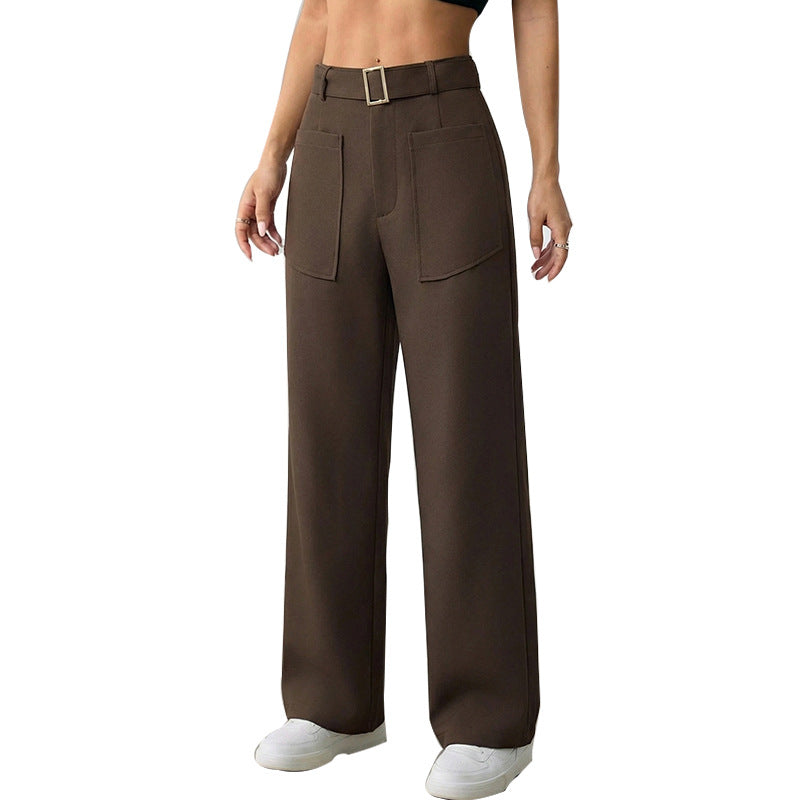 Damen Weit geschnittene Culotte mit dekorativem Gürtel und praktischen Taschen Drune
