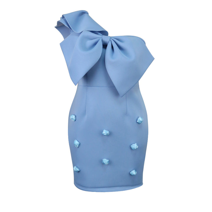 Damen figurbetontes Cocktailkleid mit voluminösem Schleifendesign Drune