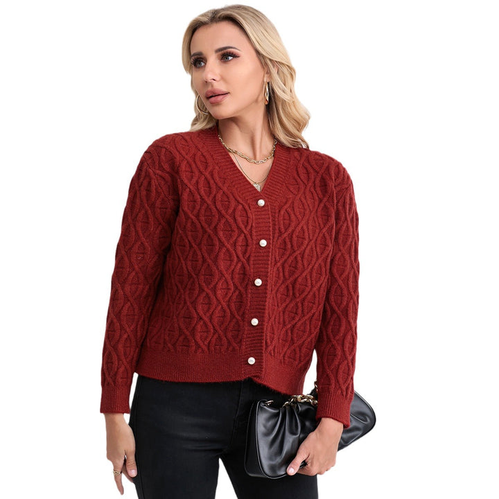Damen Strickjacke mit modernen Zopfmuster und Pastellknopfdetails Drune