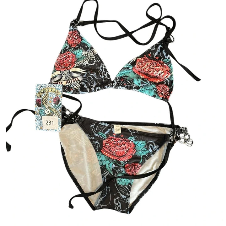 Damen Triangel-Bikini mit kreativem Muster Drune