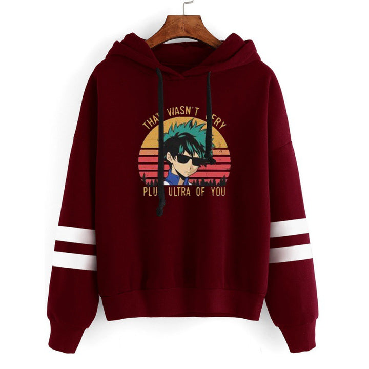 Damen Kapuzenpullover mit grafischem Druck und farbigen Streifen Drune