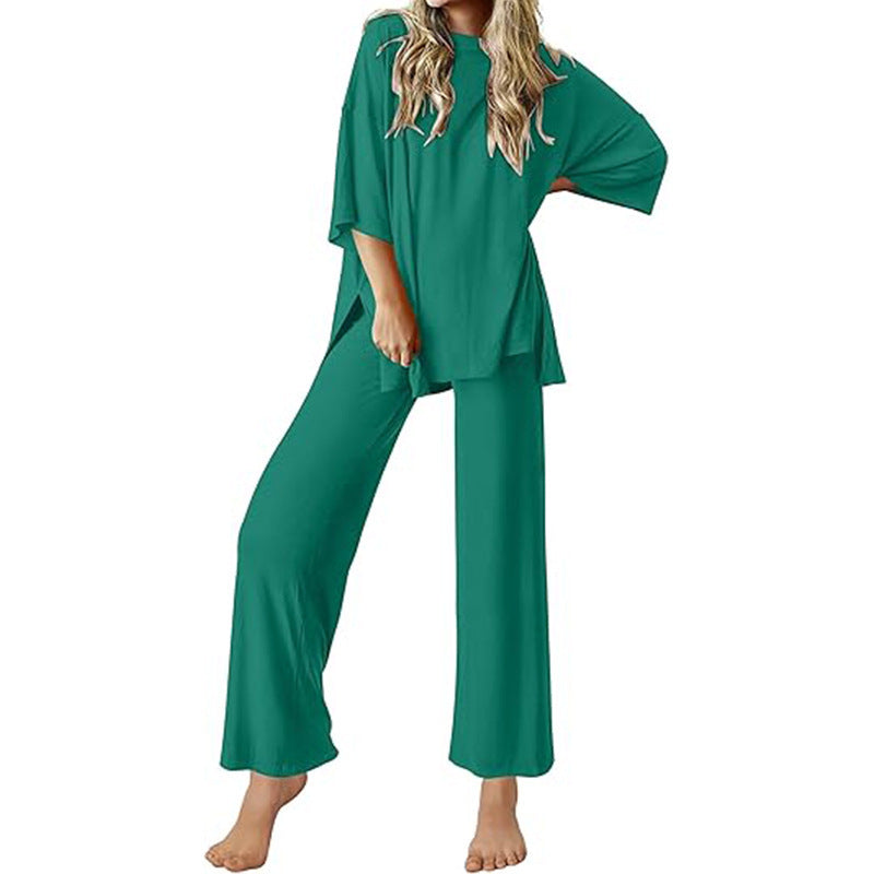Damen Bequemer Schlafanzug mit Weitem Schnitt und Kurzarm Drune