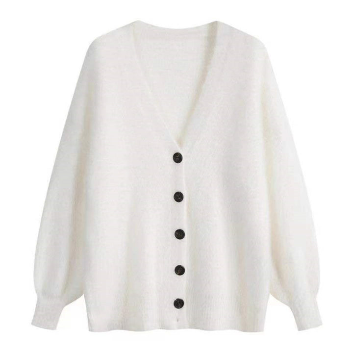 Damen gemütlicher Strickcardigan mit großen Knöpfen und lässiger Passform Drune