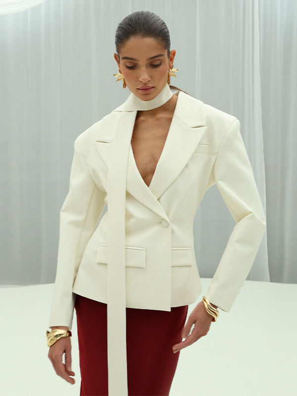 Damen Modischer Blazer mit elegantem Schalkragen und tailliertem Schnitt Drune
