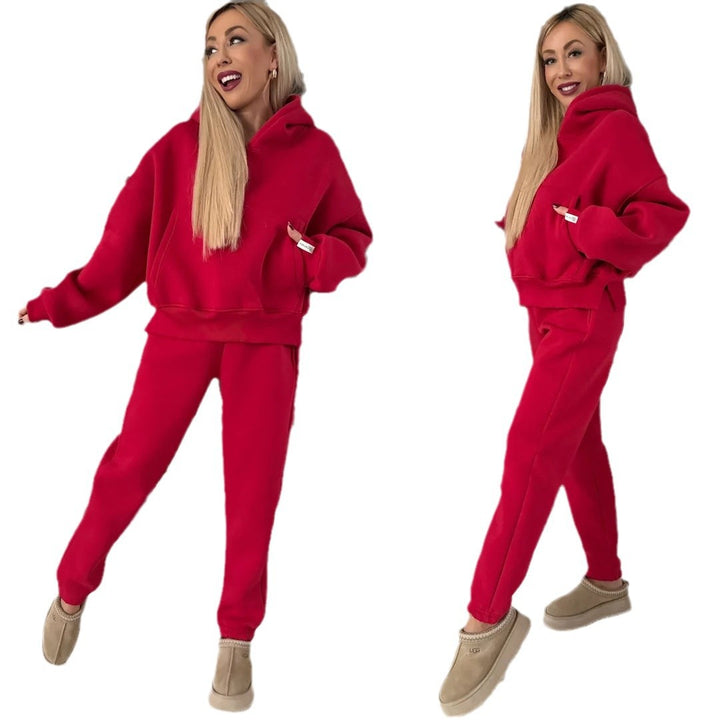Damen bequemer Hoodie und lässige Jogginghose Set Drune