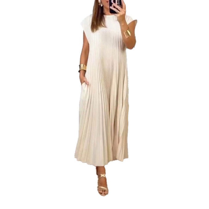 Damen Plissiertes Maxikleid mit elegantem Schnitt und dekorativen Details Drune
