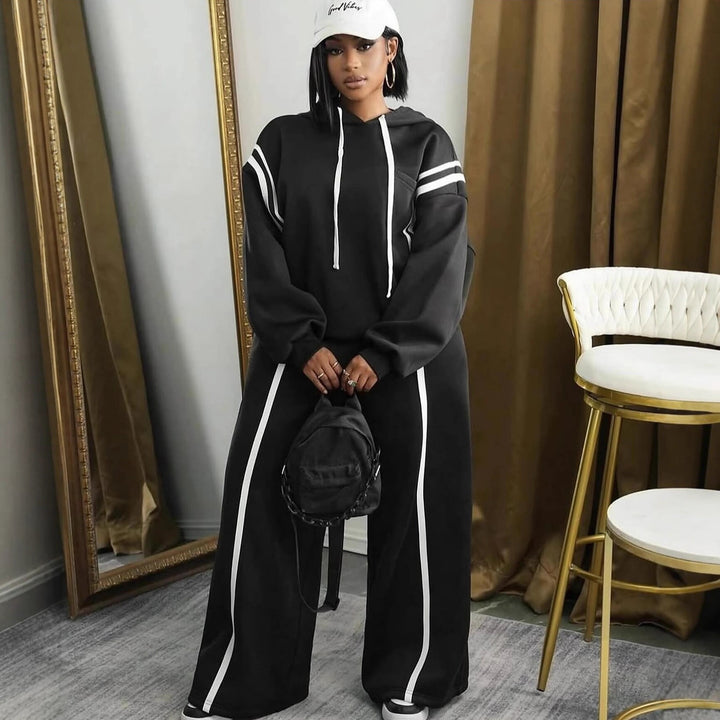 Damen sportliches Freizeit-Lounge-Set mit lässigem Hoodie und weitem Schnitt Drune