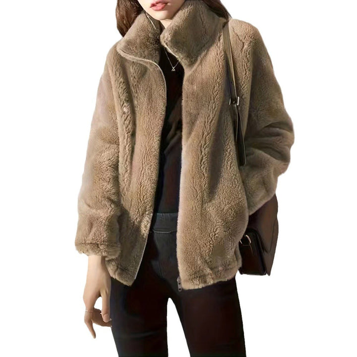 Damen Fleecejacke mit hohem Kragen und Taschen Drune