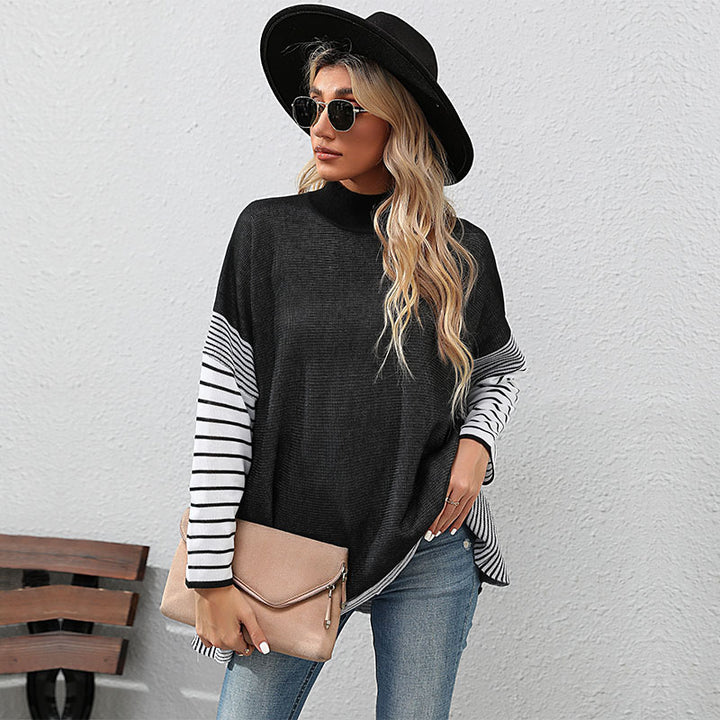 Damen gemütlicher Strickpullover mit lässigem Streifenmuster Drune