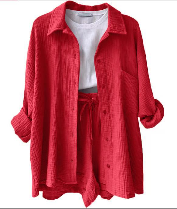 Damen lässiges Sommer-Outfit mit moderner Knopfleiste und elastischem Bund Drune