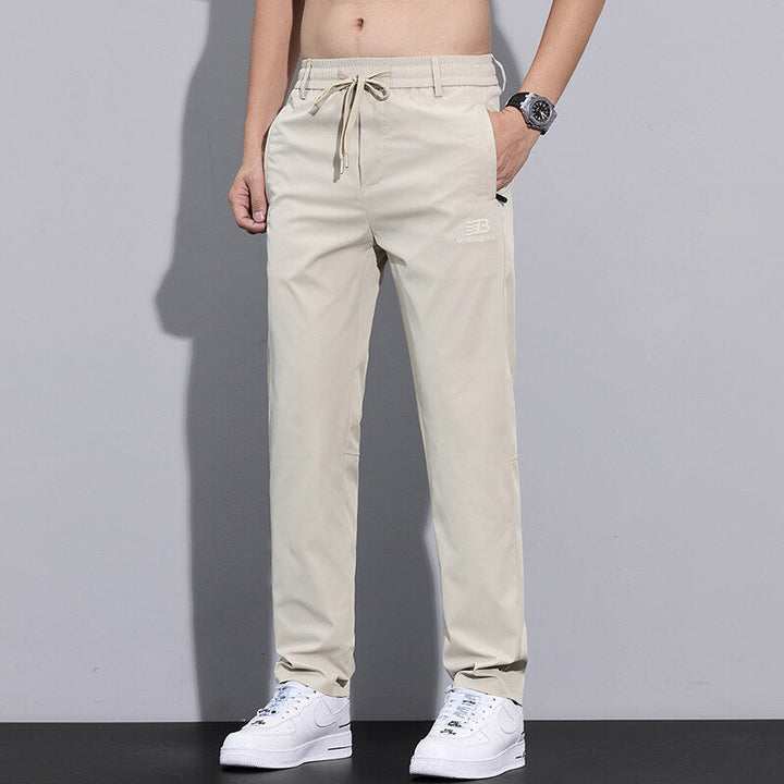 Herren Sportliche Freizeithose mit verstellbarem Kordelzug und seitlichen Reißverschlusstaschen Drune