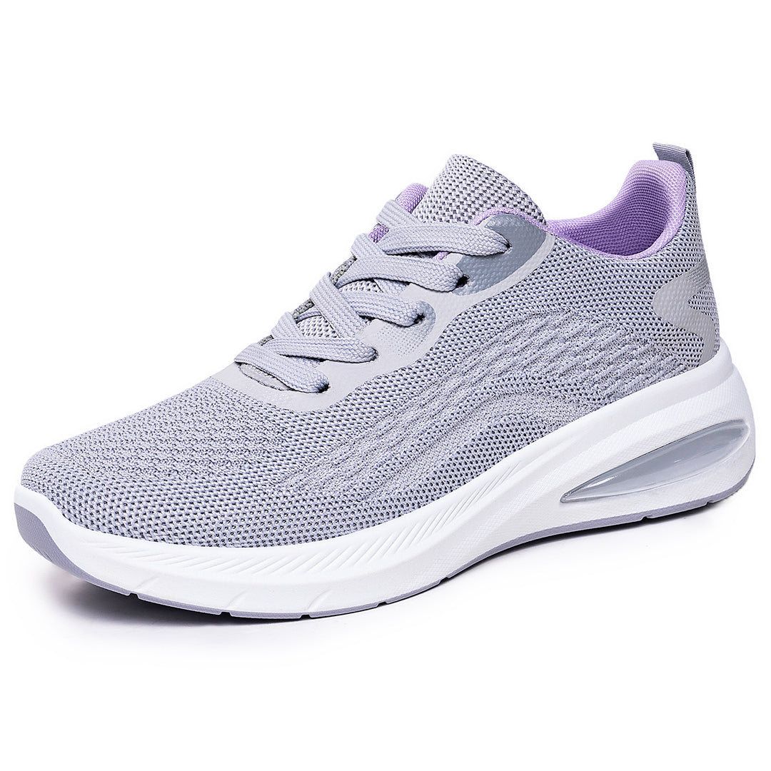 Damen nan leichte Strick-Fitness-Sneaker mit sichtbarem Luftdämpfer und reaktiver EVA-Plateau-Sohle Drune