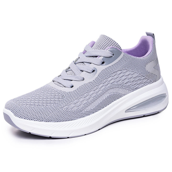 Damen nan leichte Strick-Fitness-Sneaker mit sichtbarem Luftdämpfer und reaktiver EVA-Plateau-Sohle Drune