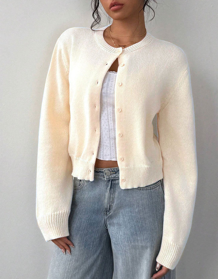 Damen Strickjacke mit feiner Rippstruktur und knöpfbarem Design Drune