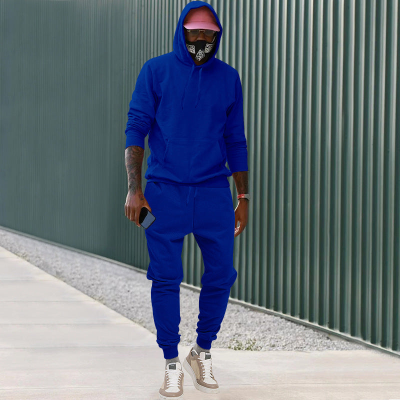 Herren nan lässiges Hoodie- und Jogging-Set aus French Terry mit Kängurutasche, gerippten Bündchen und elastischem Tunnelzugbund Drune