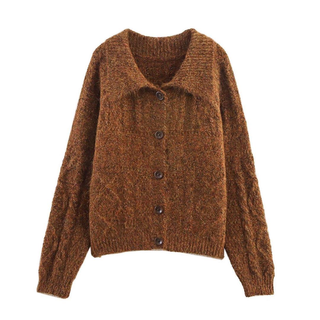 Damen Strickjacke mit weichem Stoff und großen Knöpfen Drune
