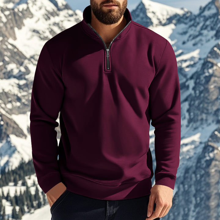Herren nan komfortables Halbzip-Sweatshirt mit Stehkragen, leicht angerauter Innenseite und geripptem Saum Drune
