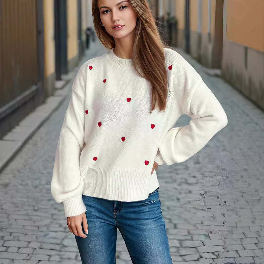 Damen Pullover mit verspieltem Herzdesign Drune