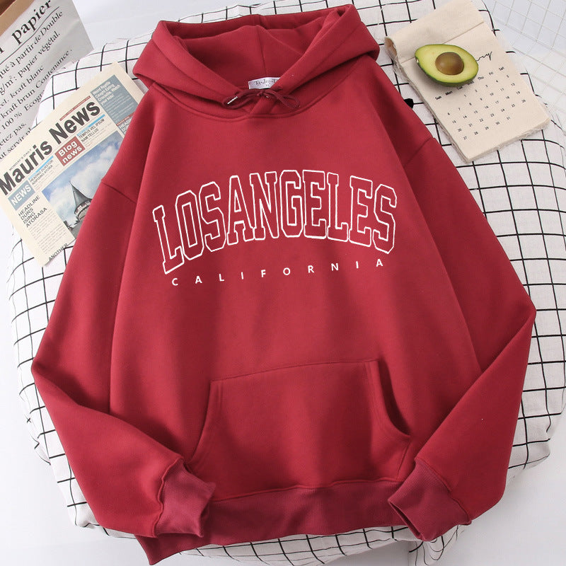 Damen Kapuzenpullover mit modernem Los Angeles Print und weitem Schnitt Drune