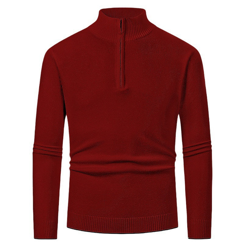 Herren Strickpullover mit hohem Kragen und halbem Reißverschluss Drune