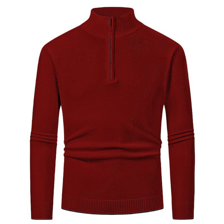 Herren Strickpullover mit hohem Kragen und halbem Reißverschluss Drune