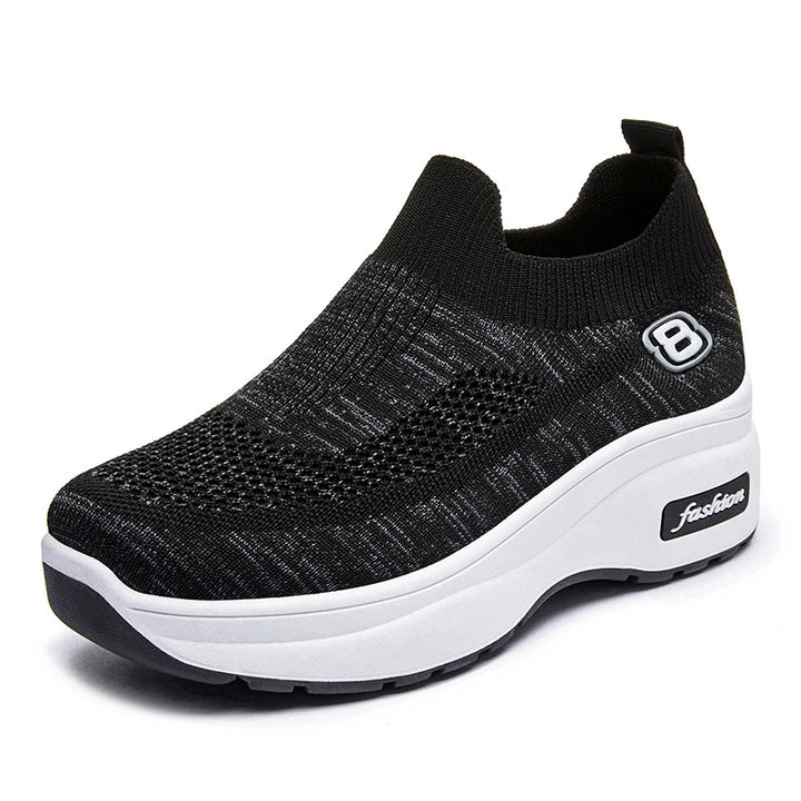Damen nan atmungsaktive Strick-Sneaker mit Plateau-Sohle und elastischer Sockenkonstruktion Drune